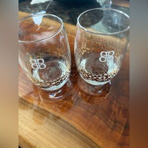 Bailey’s Irish cream gold dot confetti low ball glasses (2)